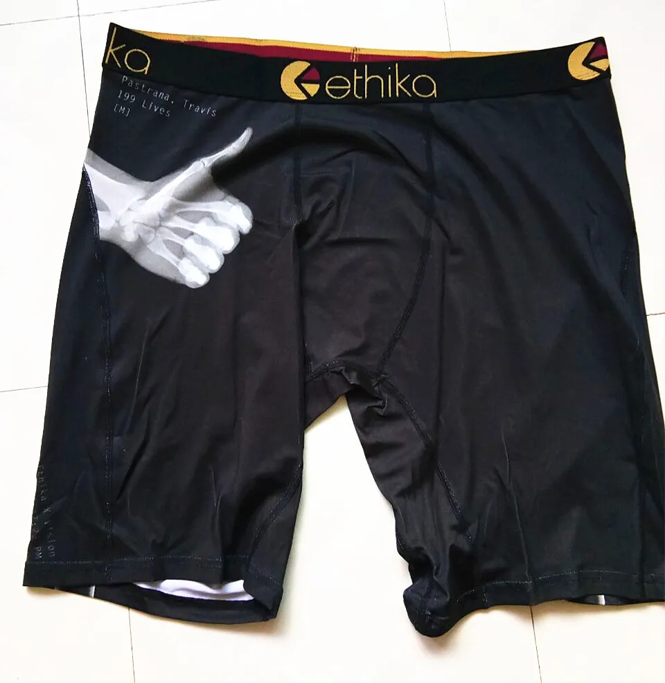 Skull Ethika, мужские трусы брендовые, Спортивное нижнее белье, мужские, дышащие, полиэстер, спандекс, боксеры, длинные, мужские, с мультяшным принтом, мужские, боксеры, длинные ноги - Цвет: Skull