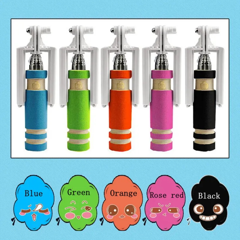 5 цветов Мини Выдвижная Ручной селфи стик проводной пульт дистанционного спуска