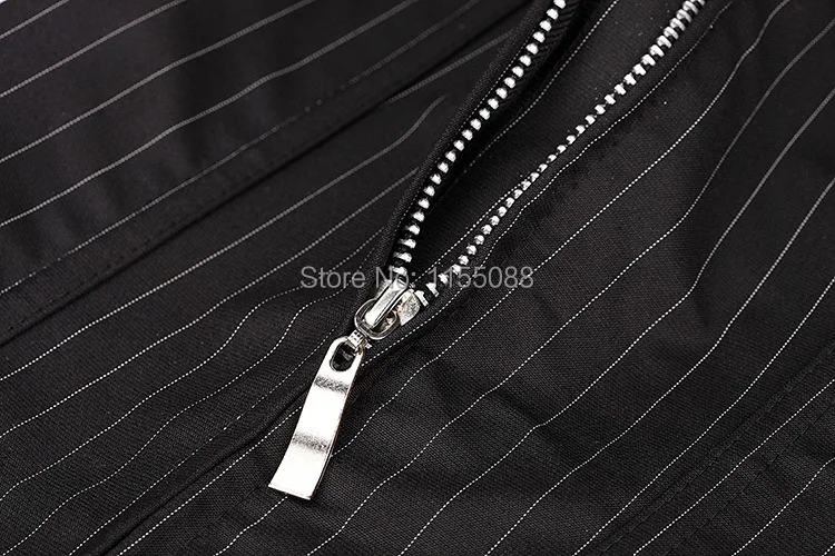 Женский офисный корсет из ткани в тонкую полоску черный со шнуровкой приталенный