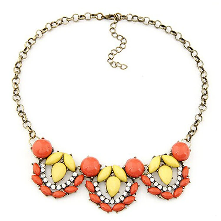 2015 Vintage Brand Designer Statement Necklace Resin Crystal Stone Flowers Pendants &amp Necklaces Colares Shourouk Jewelry | Украшения и