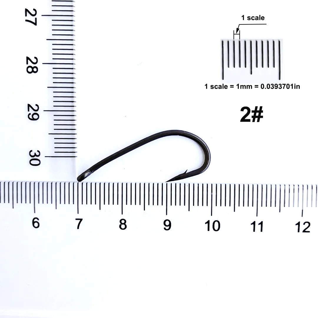 100pcs size 2 100 шт. рыболовный крючок для ловли карпа с тефлоновым покрытием с длинным хвостовиком с колючими круглыми глазами рыболовные крючки, карповый крючок рыболовный крючок Европейский Pesca Peche D - Цвет: 100pcs size 2