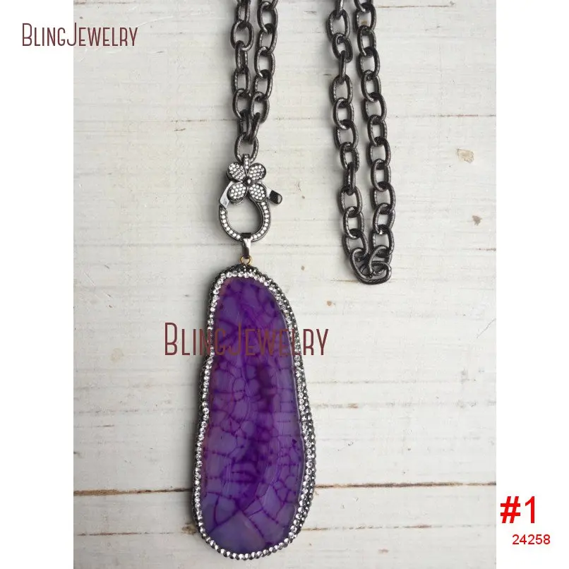 Pave Crystal Druzy Agates каменные подвески со стразами Gunmetal Цветочные застежки на