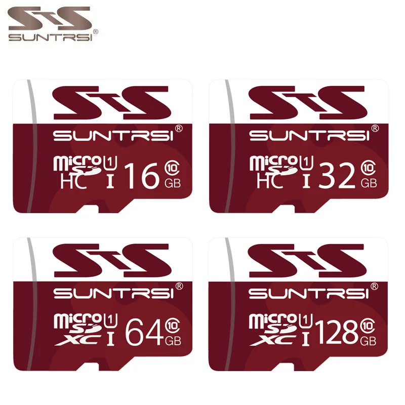 Suntrsi Microsd SD карта класс 10 16 ГБ 32 64 реальная емкость 128 Гб памяти высокая скорость 256