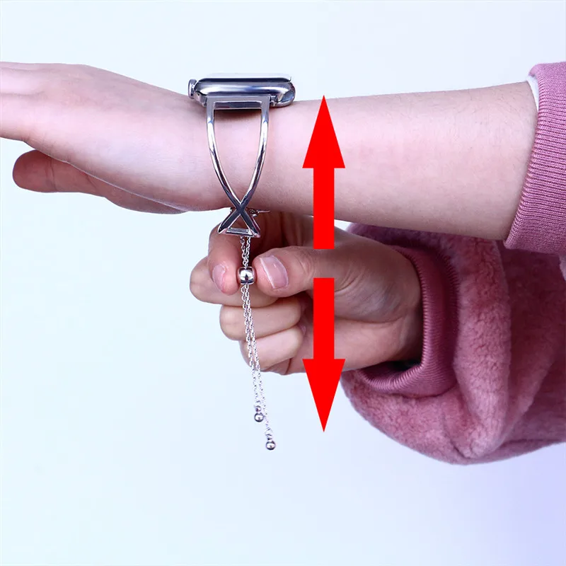 Очаровательные часы из нержавеющей стали Apple Watchbans для iwatch для женщин 38 мм 42 мм ремешок для часов металлический сменный ремешок регулируемый браслет
