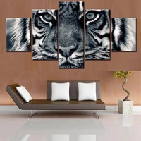 framework wall art painting hd printed poster home decoration 5 panel animal tiger living room cuadros modular canvas pictures