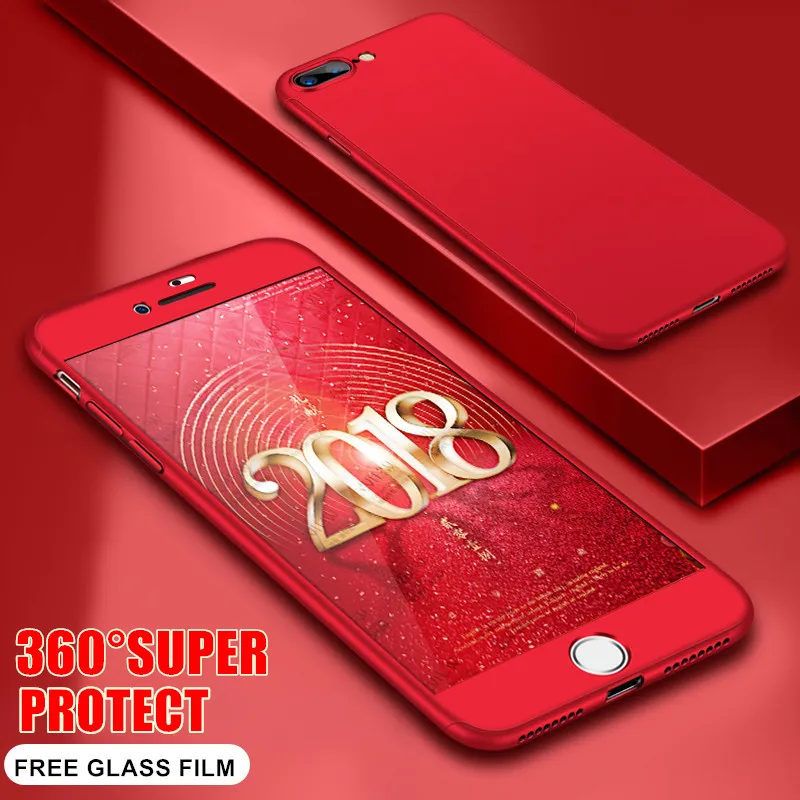 QINUO 360 protection Tempered Glass Case For iPhone 7 8 6 6s Plus 5 5S SE X XS Max XR Full Cover Telefon kilifi Funda Capa |