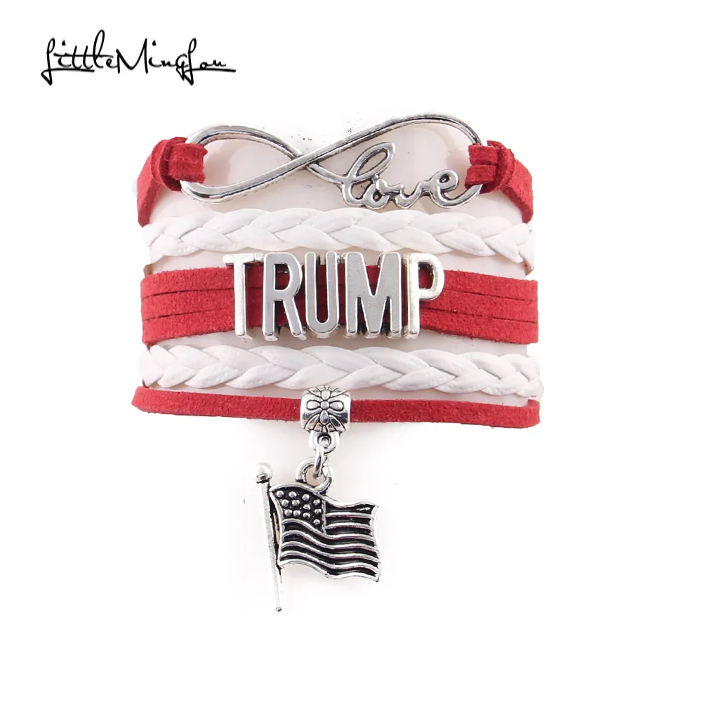 Little Minglou Infinity Love American presidential election TRUMP bracelet flag charm bracelets &amp bangles for women men jewelry |