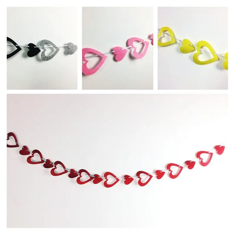 3 Meters Heart Garland Ribbon Banner Hanging Ornament Decoration for Valentines Day Anniversary Weddings Parties Backdrop