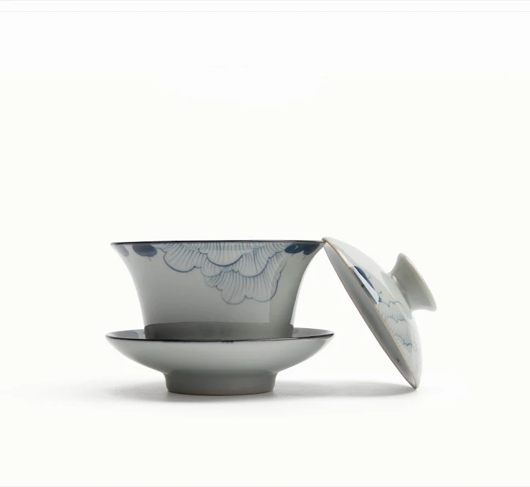 150 мл японский синий и белый Гибискус Gaiwan Master Cup фарфоровый чайник керамическая кофейная чашка винтажный чайный набор кунг-фу