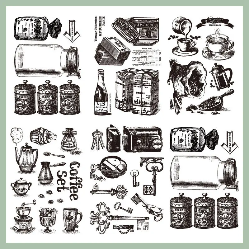 Резиновые Марки винтажный узор замок прозрачный кофе печать силиконовое