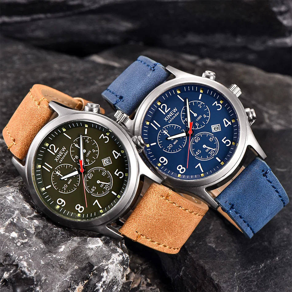 Часы XINEW Мужские кварцевые в деловом стиле модные повседневные брендовые