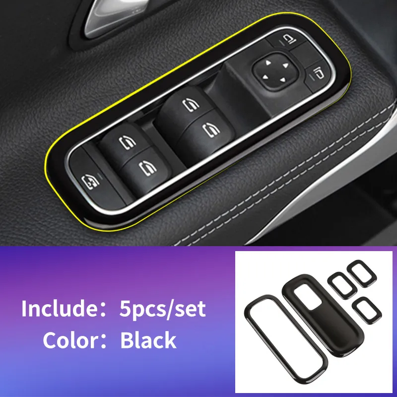 gloss black 5pcs Для Mercedes w177 Mercedes класса a w177 отделка amg ercedes w177 класс окно Кнопка рамка отделка Аксессуары - Название цвета: gloss black 5pcs