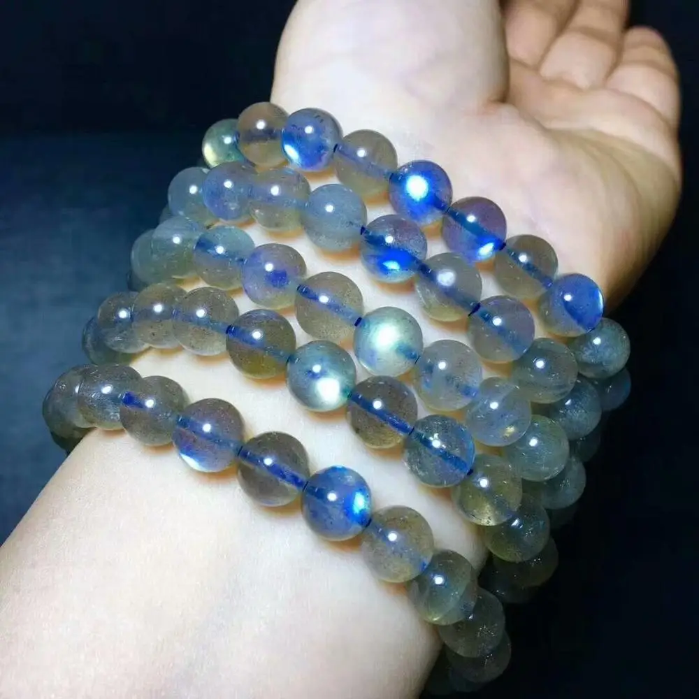 

Natural Moonstone Blue Light Crystal Beads Bracelet AAA 8mm