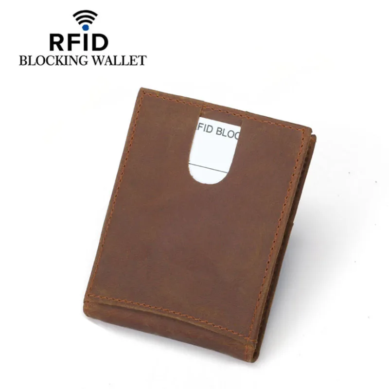 Мужской тонкий бумажник с блокировкой RFID из натуральной кожи чехол для кредитных