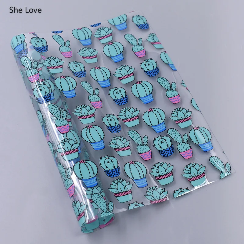 She Love 21x29 см A4 кактус шаблон прозрачный ПВХ ткань листы для DIY Hairbow ремесла лук