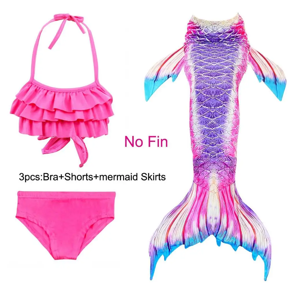 Mermaid 4 Купальный костюм для девочек; Костюм Русалки с хвостом для маленьких детей; Костюм Русалки Ариэль; детский купальный костюм; купальный костюм без плавника - Цвет: Mermaid 4