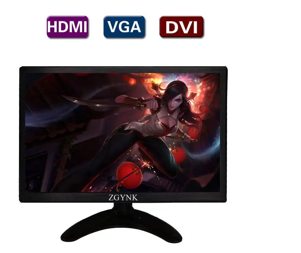 10.1 дюймов IPS DVI, VGA, HDMI промышленных ЖК-дисплей монитор Slim монитор компьютера, 1280x800 широкоформатный HD настольных мониторов
