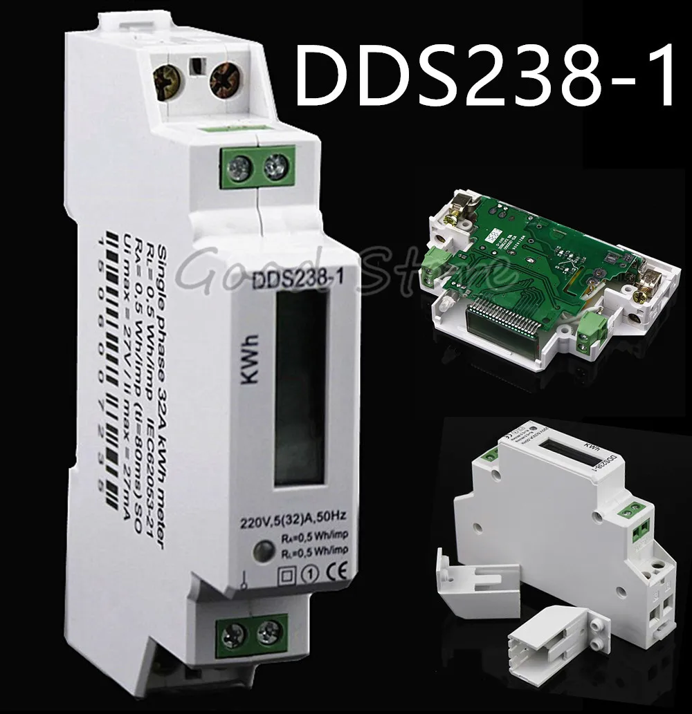 DDS238-1 lcd 5(32) A 220VAC 50Hz умный дом одна фаза полюс din-рейку киловатт-час кВт-ч счетчик энергии абсолютно измеритель мощности