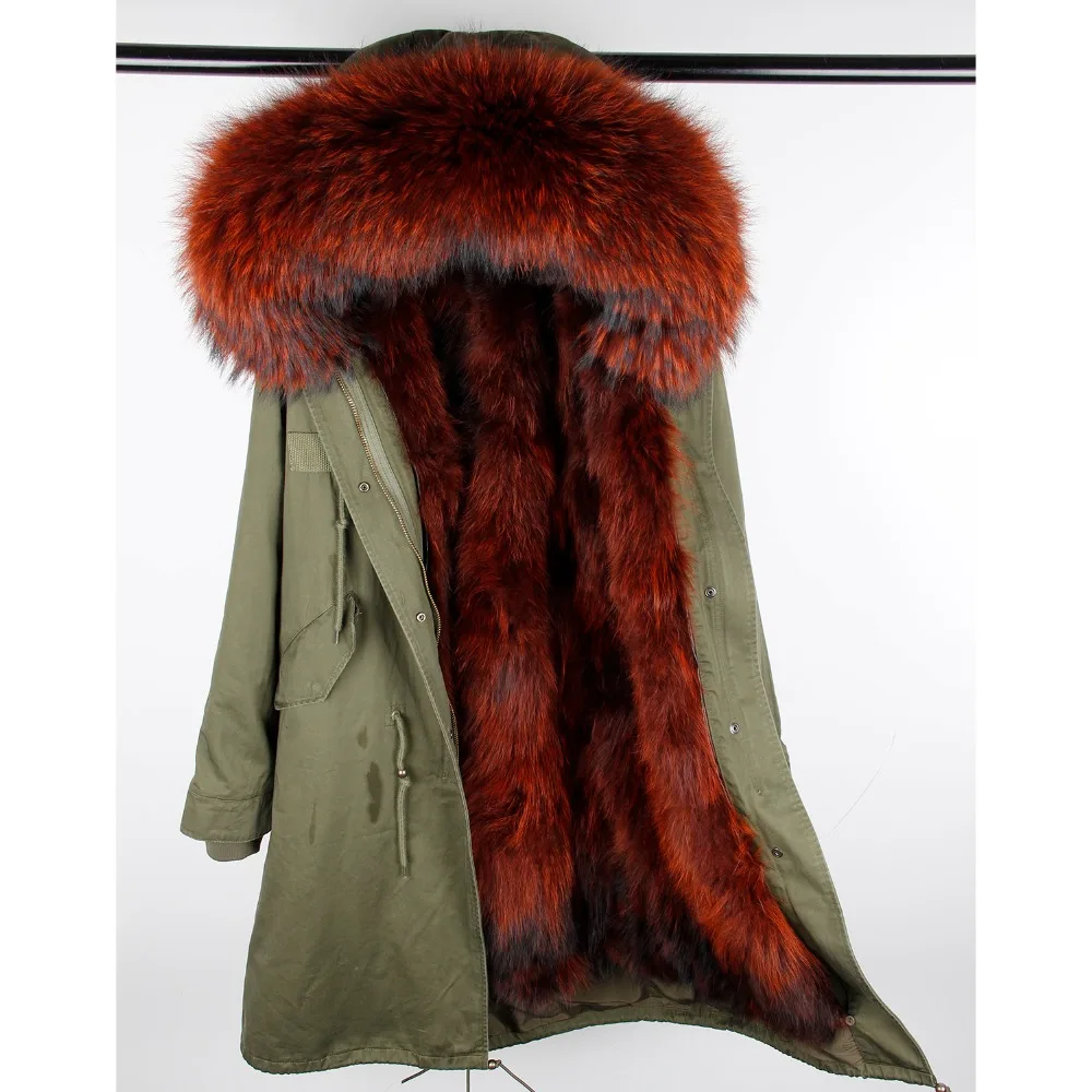 Женская парка с натуральным мехом MaoMaoKong Повседневная зимняя енота|coat winter|fur parkacolor