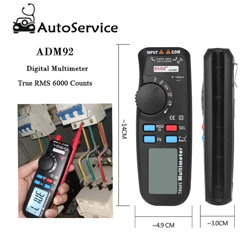 Портативный цифровой мультиметр 6000 отсчетов True RMS Автоматический диапазон