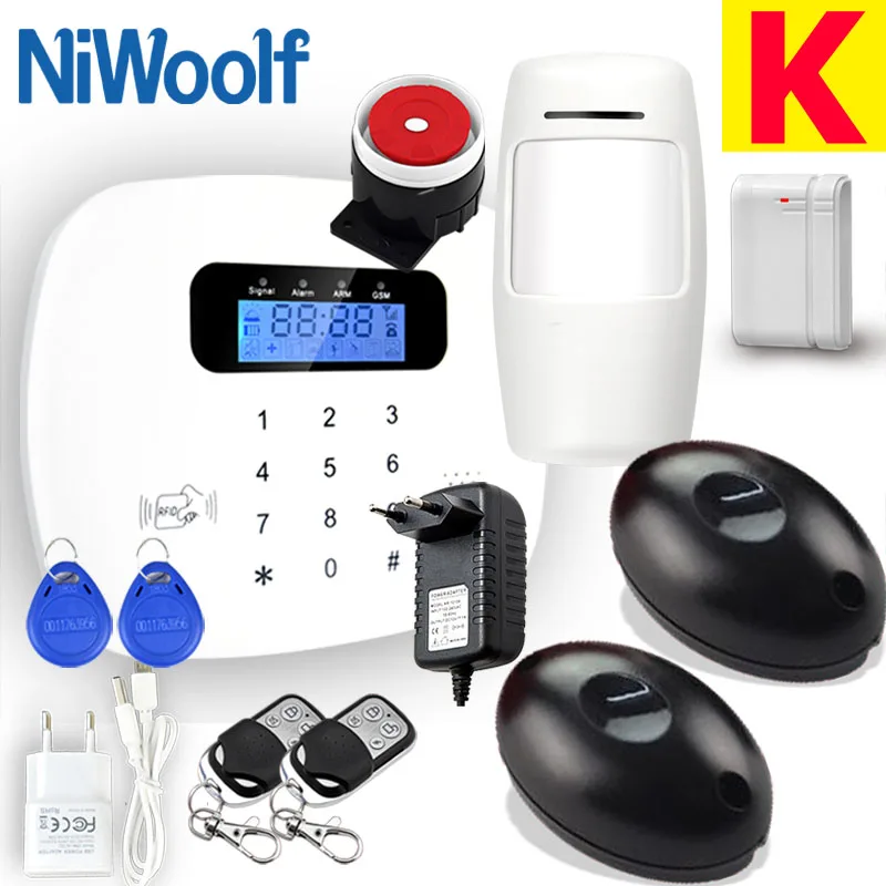 NiWoolf APP RFID GSM SMS сигнализация 433 МГц беспроводной дверной контакт Детектор движения дым пожарная сигнализация домашняя Безопасность GSM сигнализация - Цвет: K