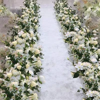 white wedding pavillion flowers strips square canopy flower decoration wedding decoration 4m x 24cm flower runner aisle decor