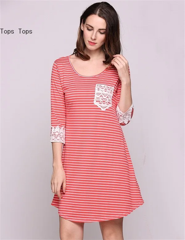 FANALA Женские Летние Dress 2017 Пляж Платья Кружева Лоскутная 3/4 Рукав О-Образным