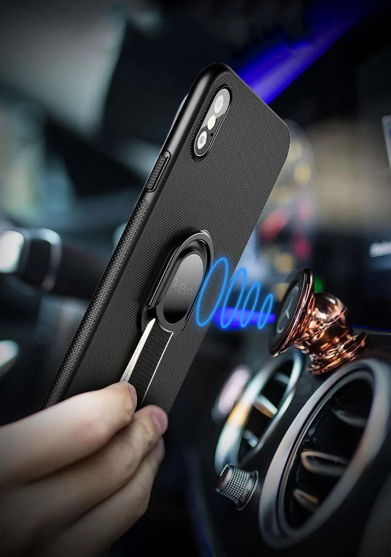 X-Level Detachable Finger Ring Stand Holder Phone Case For iPhone XS Max XR Hard PC Matte Back Cover for X 6 7 8 Plus | Мобильные