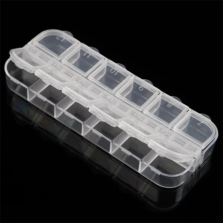12 grids Clear Empty Plastic Storage Case Nail Art Decorations Rhinestone Beads Rivet Jewelry Box Container Manicure Accessory