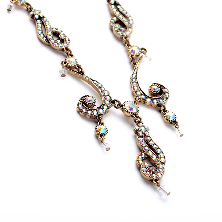 Этническая винтажная Цветочная подвеска ожерелье колье богемное бронзовая цепь