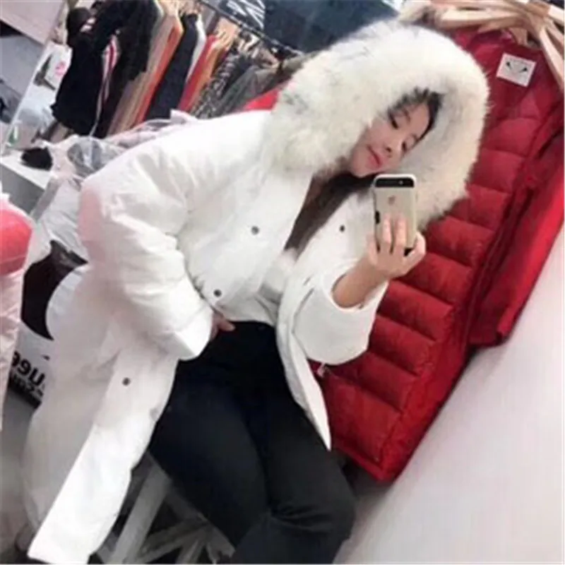 

2018 зимние Взрывные модели с кулиской большие карманы воротник из натурального меха свободная Корейская версия длинного пуховика
