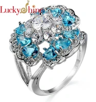 luckyshine exotic mothers day present blue zircon silver rings holiday gift best women rings 93135