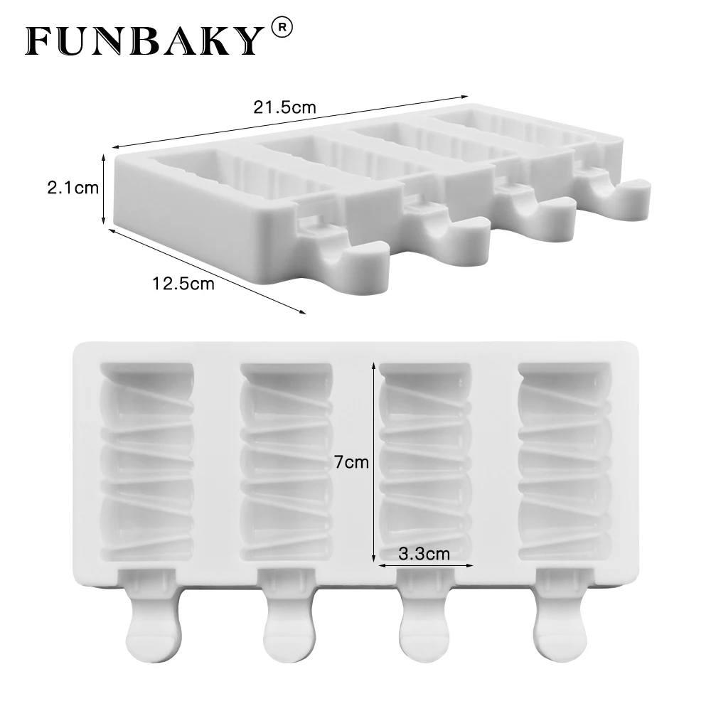 FUNBAKY 4 полости 3D силиконовая форма для мороженого формы с палочками|Мороженицы| |