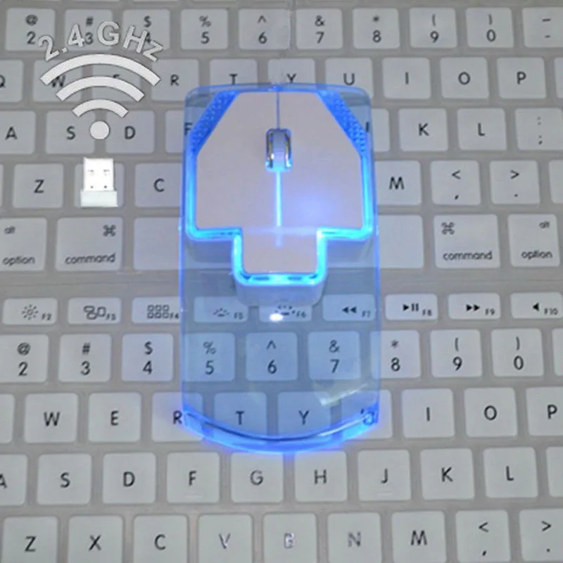 2 4 GHz беспроводная мышь прозрачная ультра тонкая светящаяся оптическая для ПК