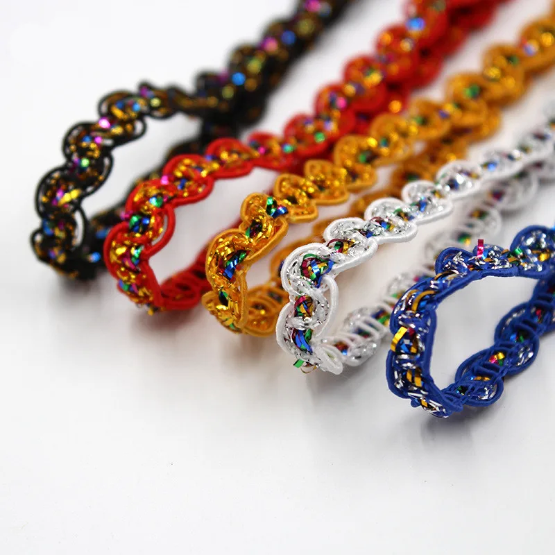 width 0.8CM red black white blue yellow hand Sequin lace Colored curved DIY accessories crown headdress ZD121 | Дом и сад