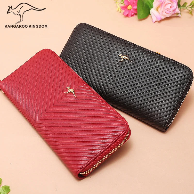 

KANGAROO KINGDOM fashion women wallets split leather long clutch wallet lady brand leather purse