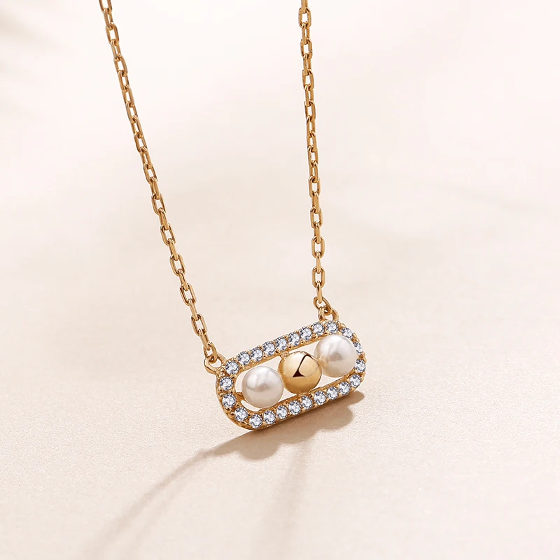 ?? SA SILVERAGE 9 K イエローゴールドのペンダントネックレスシェルパールネックレス AAA ジルコニア女性の恋人