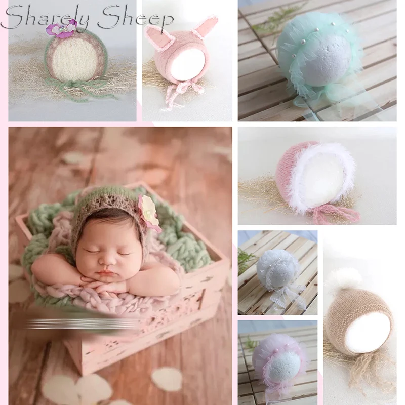 

Newborn Photography Props Baby Girl Boy Mohair Lace Hat Photo Shoot Posing Props bebe foto Accessories Handmade Baby Shoot Cap