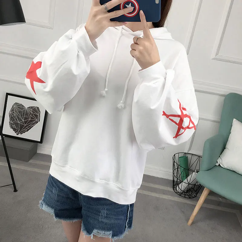 Autumn Female Star Pattern Pullover Long Sleeve Casual Harajuku Sweatshirt Women Hoodies Ladies Moletom guoRongZZ0325 | Женская одежда