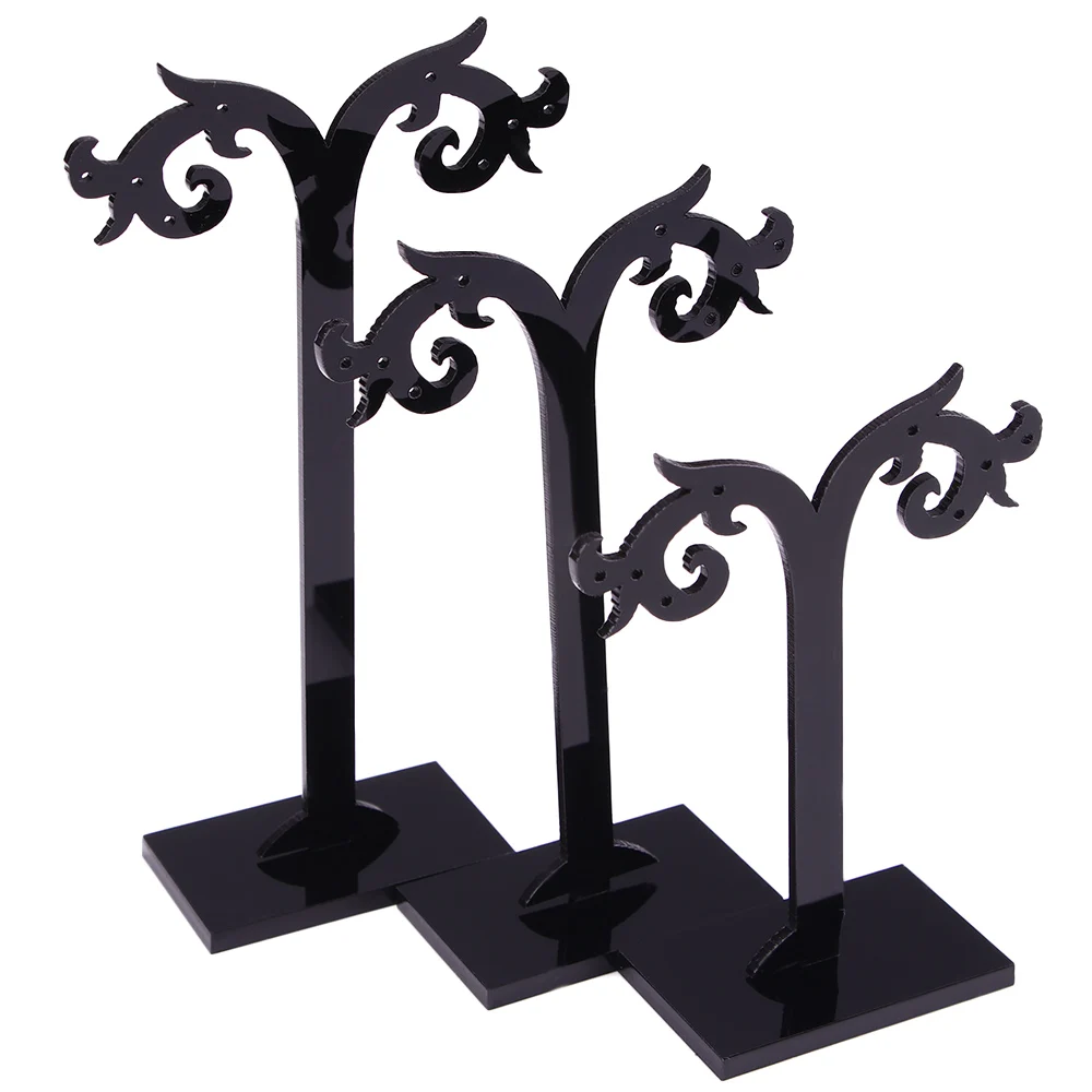

3 Pcs/Set Black Transparent Different Height Acrylic Earrings Display Stand Jewelry Organizer Display Accessories