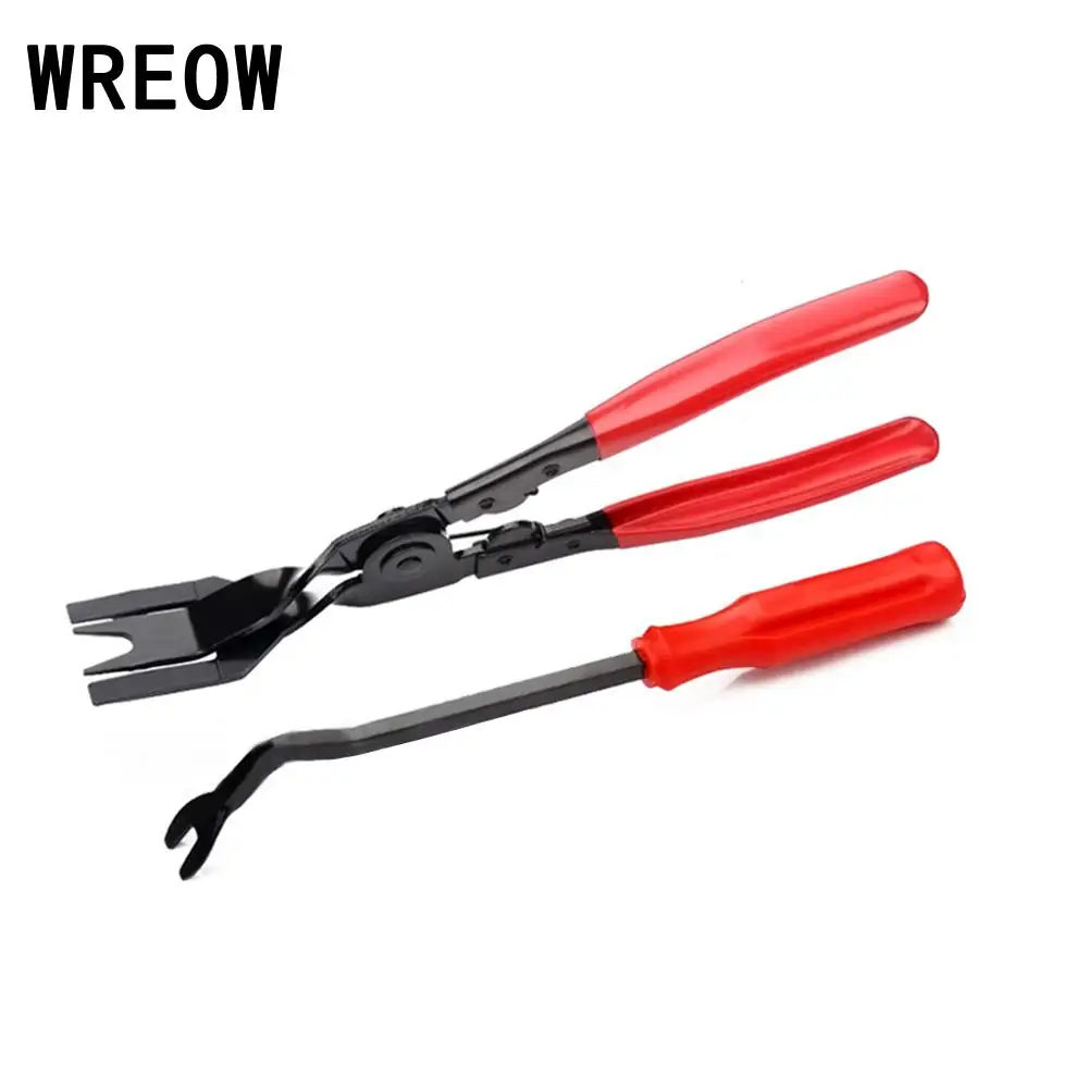 

2pcs/Set Car Door Card Panel Trim Clip Remover Tool Pliers Upholstery Rivets Fastener Remover Pry Bar Tool Hand Tool Set