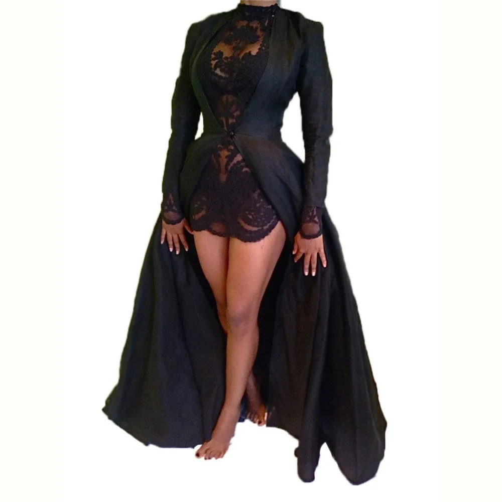 

New Autumn Fashion Elegant Vintage Sexy Lace Chiffon Two Piece Set Long Sleeve Big Swing Maxi Women Bodycon Nightclub Party