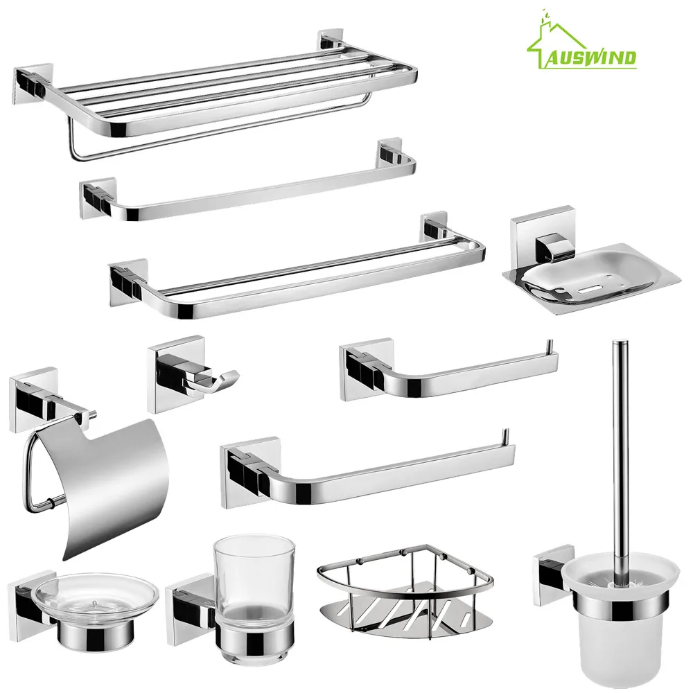 AUSWIND Sus 304 stainless steel bathroom hardware set polish finish wall mounted accessories modern AQ | Обустройство дома