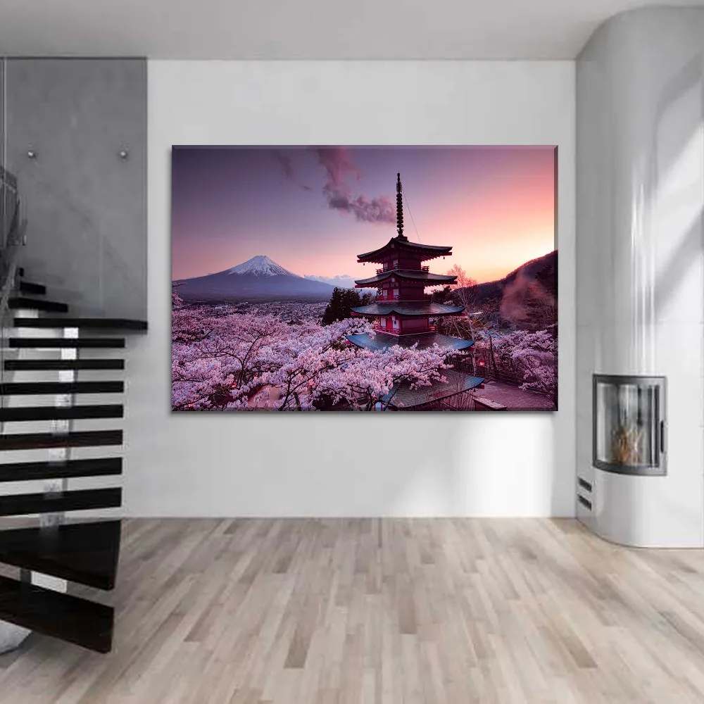 Chureito пагода и Гора Fuji живопись 4 шт. стильная Печать на холсте Тип картины