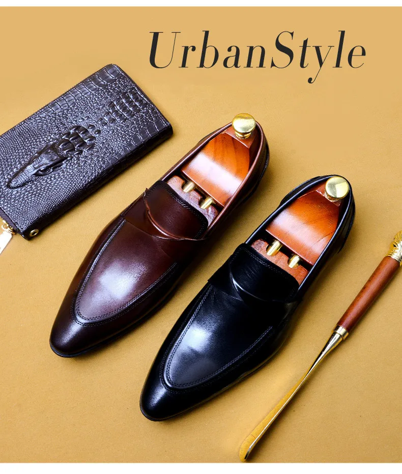 Summer Formal Shoes Men brand Italian shoes fashion mens dress shoes genuine leather black wedding male shoes buty meskie