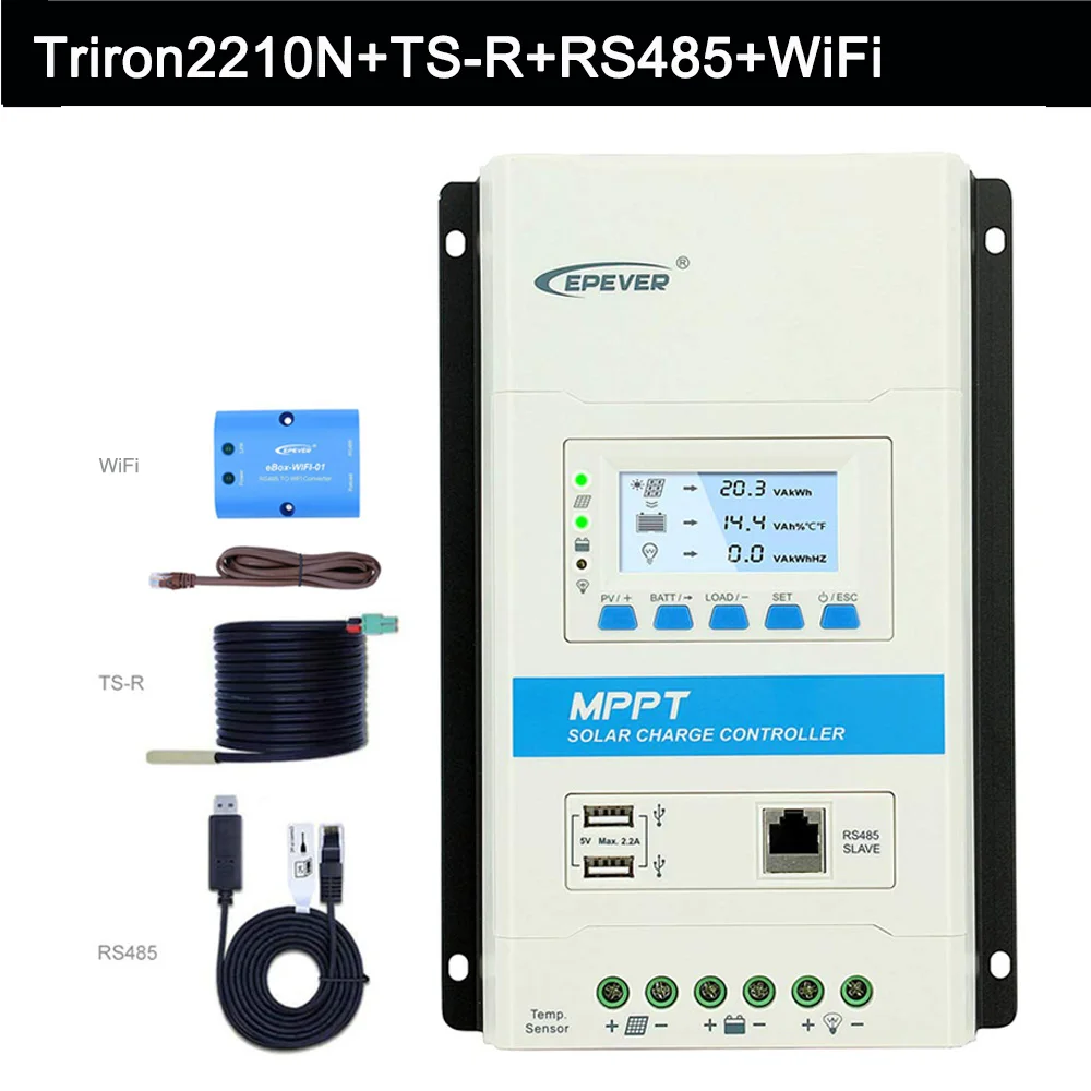 Set 3 EPever со слежением за максимальной точкой мощности, 20A Контроллер заряда 12V 24V Подсветка ЖК-дисплей Макс 100V Панели солнечные контроллер с двумя разъемами USB, 5 В, Выход Triron2210N UCS DS2 - Цвет: Set 3