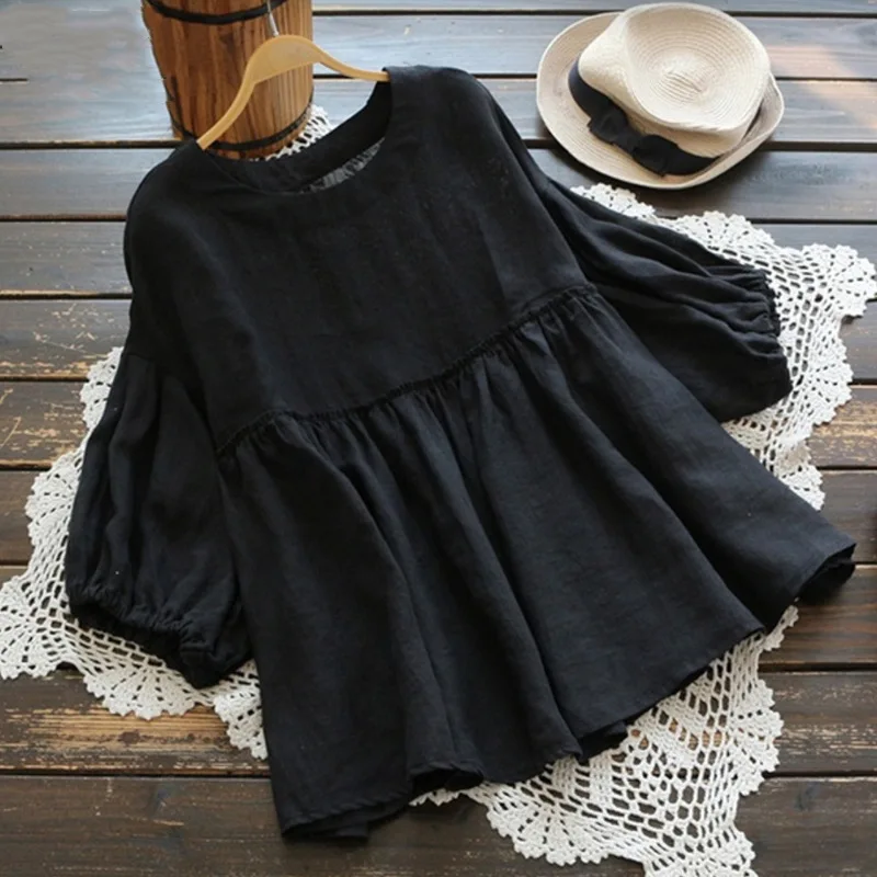 Новая женская одежда большого размера чистые японские рубашки с рукавом пять -