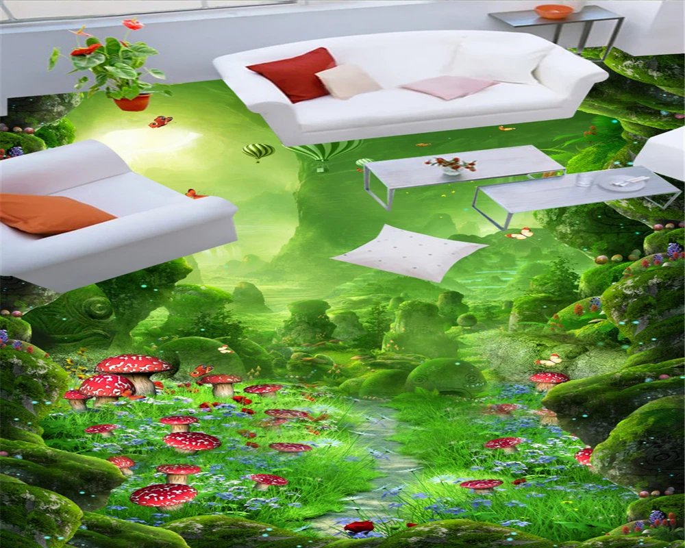 

beibehang mural papel de parede merican-style original forest fantasy road 3D wallpaper PVC floor film self-adhesive wallpaper