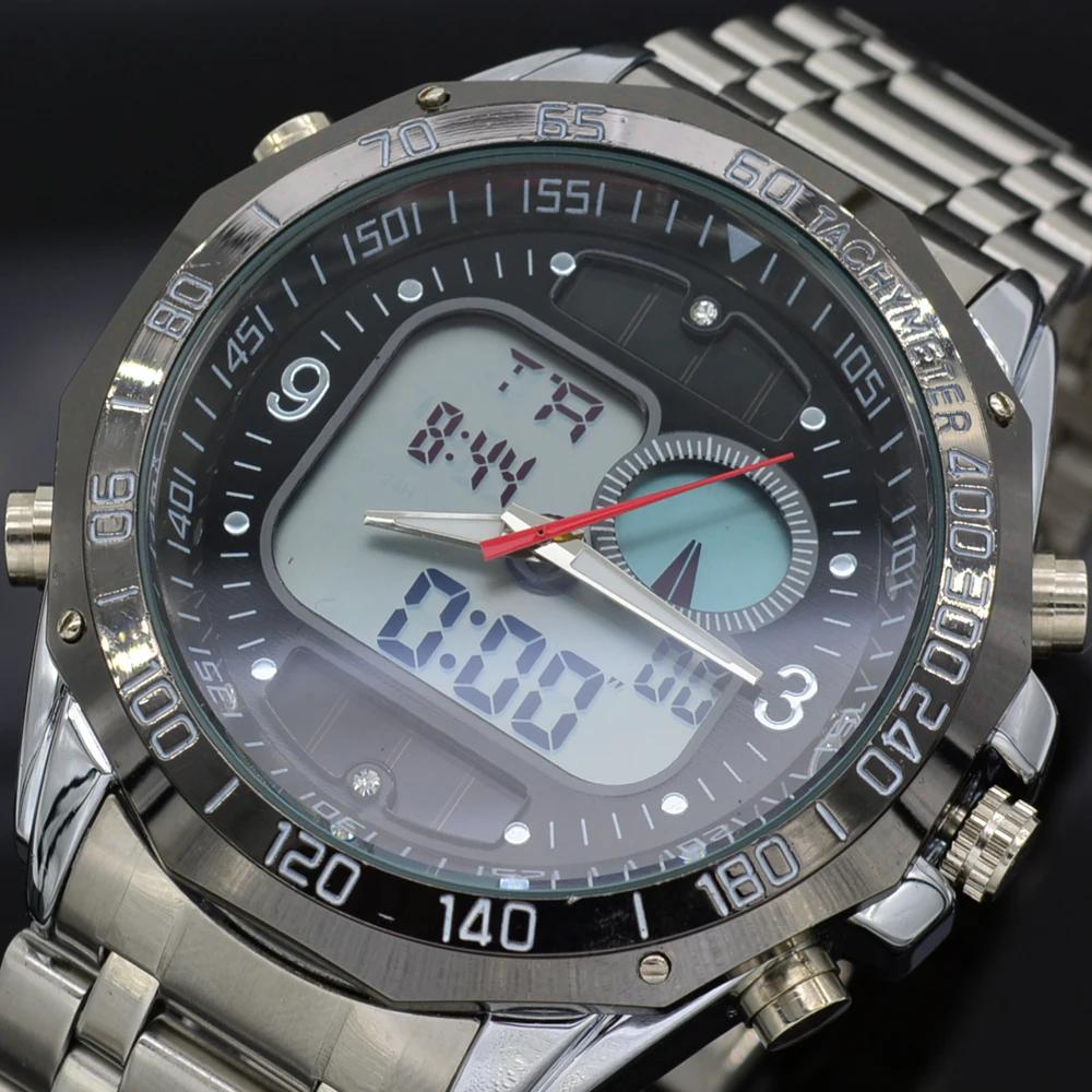 Fashion Solar Energy Watch Men's Full Steel Quartz Digital Sports Power Waterproof LED Men Military Clock 2015 | Наручные часы
