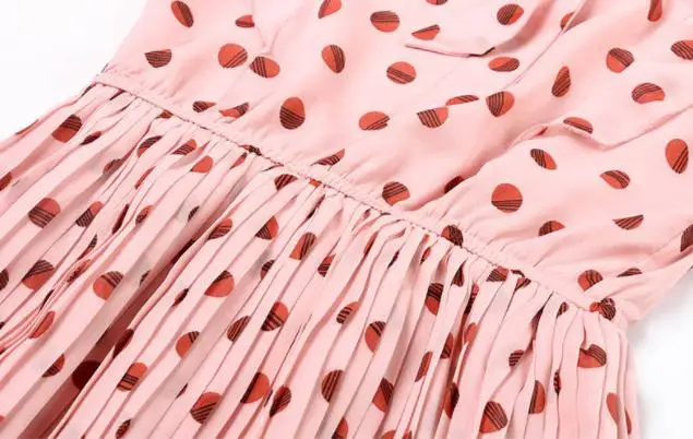 Г. Весеннее Модное шифоновое плиссированное платье для девочек-подростков Детские платья в горошек с оборками для девочек, одежда для маленьких девочек Vestidos S08